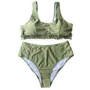 NWT Bikini Set, w/ Green Buttoned Top Size XL